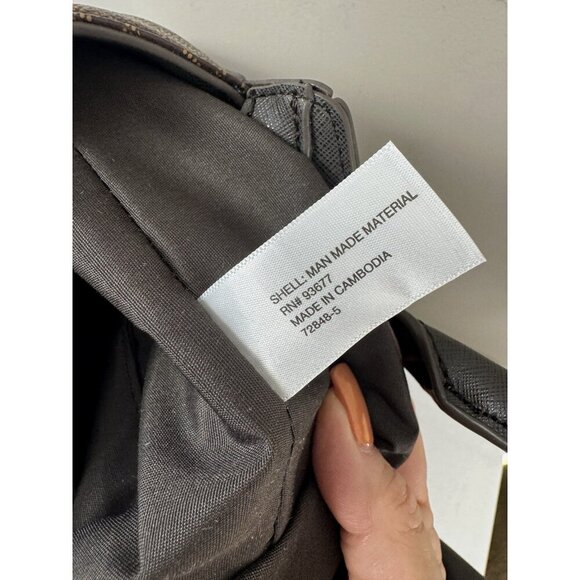 Liz Claiborne Crossbody Bag Top Handle Purse Mocha Brown Geo Print Medium Sized - Picture 16 of 16